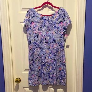 Lilly Pulitzer Short Sleeve Bay Dress XL “Namaste in the Jungle” EUC/NWOT
